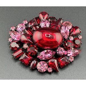 Original By Robert Oval Cluster Brooch Pinks/Deep Red